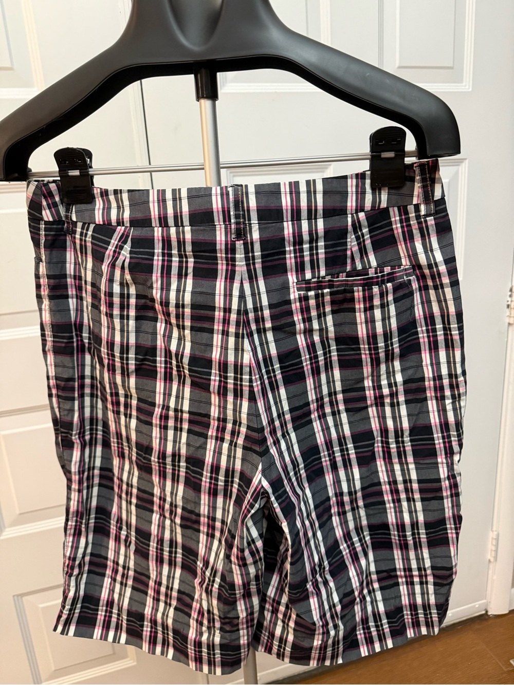 Anne Klein Sport Black White and Pink Plaid Bermuda Shorts - Picture 5 of 7
